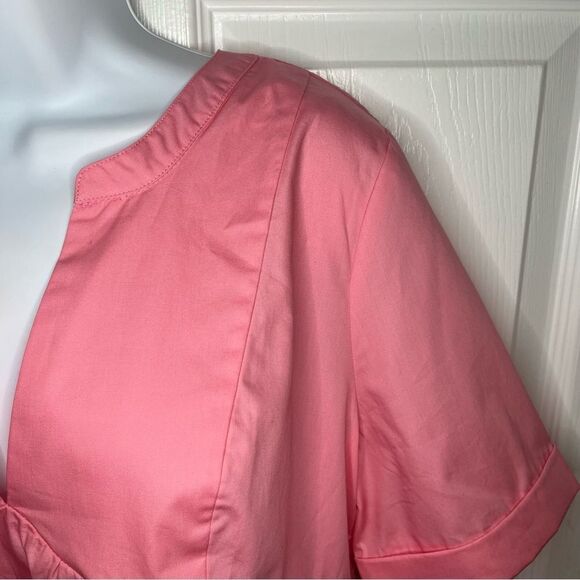 Modcloth Never Better Y-Neck Cotton Top Pink Peplum Blouse M NWT - Picture 6 of 11